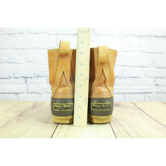 LL Bean Brown Unlined Ankle Duck Boots 8" Leather Lace Up Round Toe Size 7 M - Picture 6 of 11